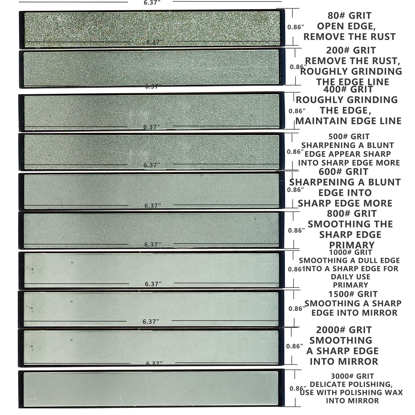 Value pack Diamond Knife Sharpening Stones kit diamond plates Kit Sharpen Knife blades sharp Surface flat Must-haves for Ruixin type sharpeners (#80#200#400#500#600#800#1000#1500#2000#3000)