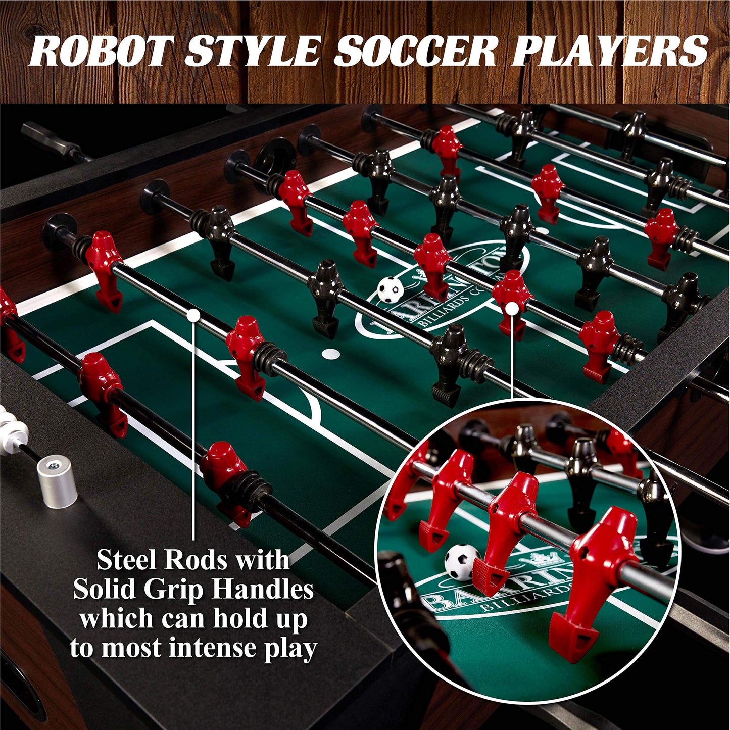 Barrington 58” Richmond Foosball Table Competition Size, Durable and Stylish with Tabletop Sports Soccer Balls, Perfect for Family Game Rooms