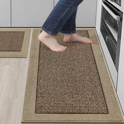 BEQHAUSE Kitchen Rugs and Mats Set of 2 Non-Slip Kitchen Mats for Floor, Absorbent and Stain Resistant Kitchen Runner, Machine Washable Rugs for Kitchen, Laundry & Sink, 20"x32"+20"x48", Taupe