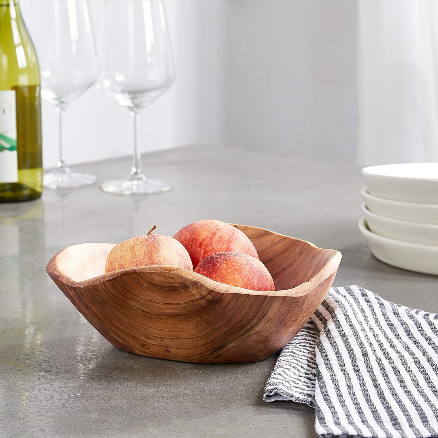 Enrico Root Wood Small Bowl, Brown, 6"