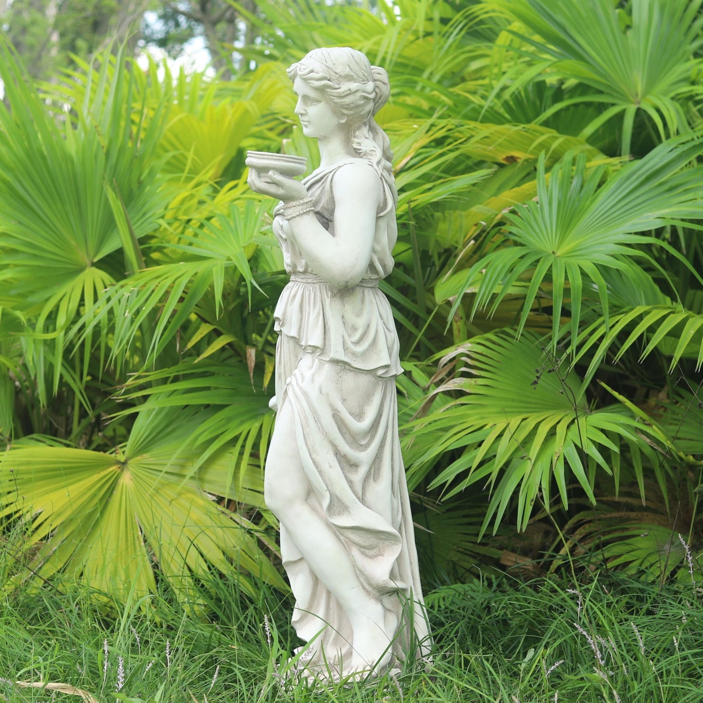 ARSTRIA Large Nymph Statue 46'' High Goddess Statue Hebe Greek Mythology Garden Girl Maid Sculpture Outdoor Courtyard Patio Yard Lawn Decor