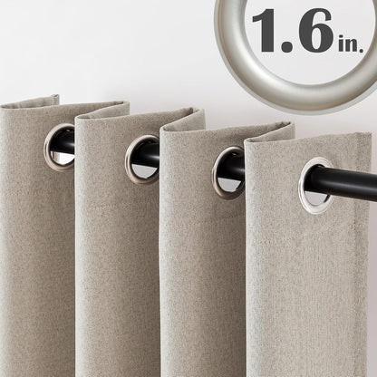 jinchan Blackout Linen Textured Curtain, 84 Inches Long, Thermal Insulated Grommet Top Window Drape for Bedroom