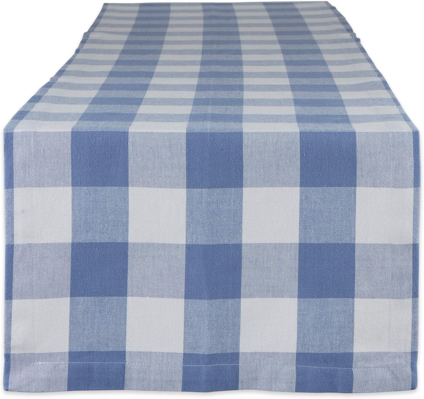 DII Buffalo Check Collection Classic Farmhouse Table Runner, 14x108, Stonewash Blue