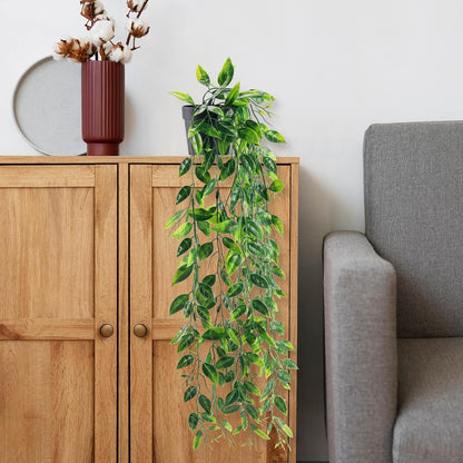 1Pcs Der Rose Small Fake Hanging Plants Artificial Pea Pod Faux Hanging Plants Indoor for Home Room Shelf Bookshelf