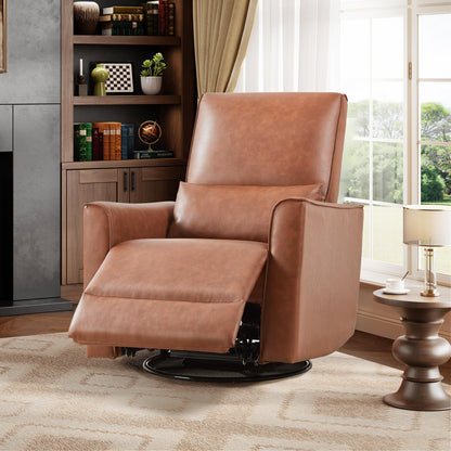 IDEALHOUSE Swivel Rocking Nursery Recliner Chair Rocker Recliner Glider Deep Seat PU Leather Sofa Chair with high Backrest for Nursery, Living Room, Bedroom & Home Movie Theater (Chocolate)