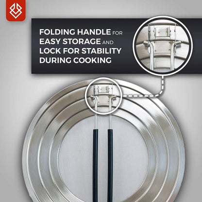 Dishwasher-Safe Splatter Screen Guard for Frying Pan Grease - Shields 99% of Stove Top from Bacon, Fry Oil, or Deep Fryer Splash - Easy Kitchen Storage Foldable Heat-Resistant Silicone Handle