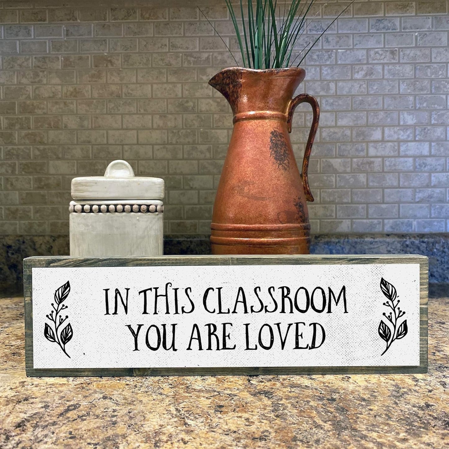 Teacher Wood Signs, Medium Wood and Metal, "In This Classroom You Are Loved"