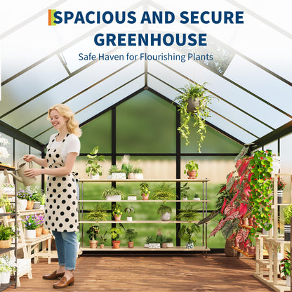 IDEALHOUSE 8×10 FT Greenhouse, Large Walk in Greenhouses for Outdoors and Garden Planting, Polycarbonate Greenhouse with Enhanced Aluminum Frame, Green Houses with Quick Setup Structure and Roof Vent