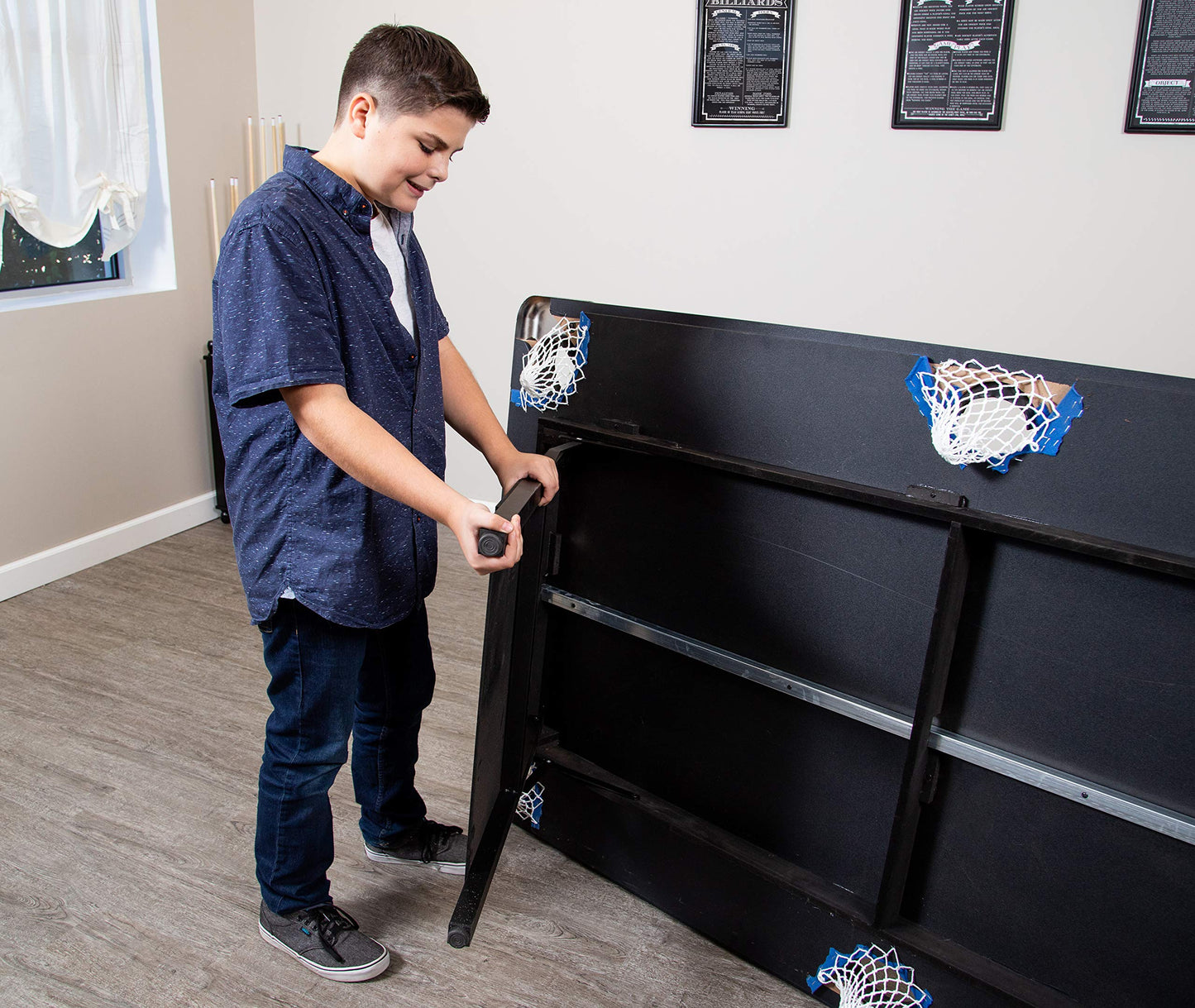 Hathaway Fairmont Portable 6-Ft Pool Table for Families with Easy Folding for Storage, Includes Balls, Cues, Chalk, Blue