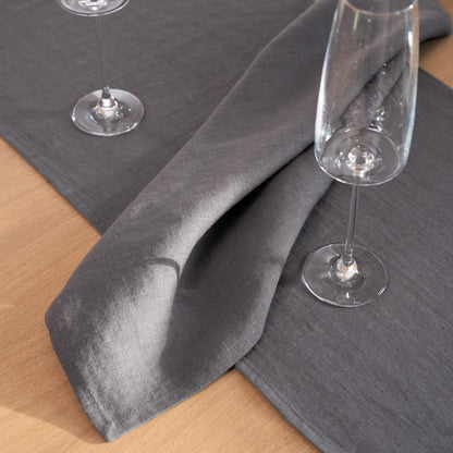 HOUSE OF FLAX Linen Dinner Napkins 18 x 18 Inch - 100% Flax Linen Napkins - Stone Washed Pure Linen Cloth Napkins (Ash Grey, 18" x 18"(Set of 4))
