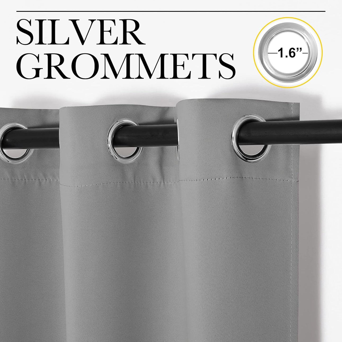 NICETOWN Silver Grey Thermal Insulated Blackout Curtains - Kids' Nursery Drapes (2 Panels, W42 x L48-Inch)