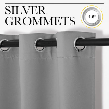 NICETOWN Silver Grey Thermal Insulated Blackout Curtains - Kids' Nursery Drapes (2 Panels, W42 x L48-Inch)