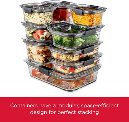Rubbermaid Brilliance Glass Food Storage Containers - BPA-Free, Leak-Proof, 3.2 Cup, Set of 4 | Clear