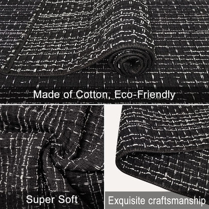 Small Boho Rug 2 x 3 Cotton Washable Rugs, Black White Kitchen Runner for Indoor Outdoor Farmhouse Area Carpet