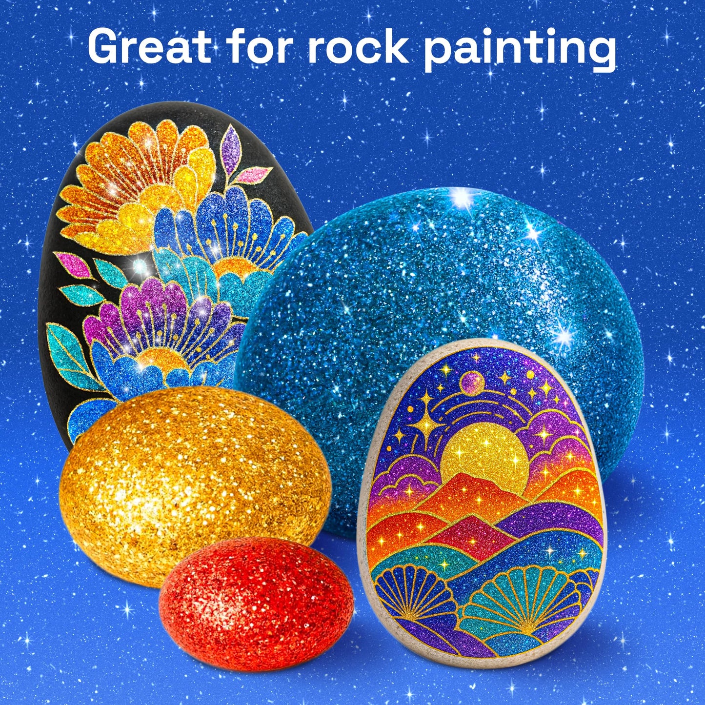 ARTISTRO 24 Sparkly Glitter Dual-Tip Paint Pens – Dazzling Markers with Acrylic Ink for Rock, Ceramic, Wood, Fabric, & More – Brush + Chisel Tips