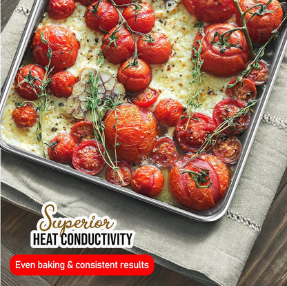 Eatex Aluminum Baking Sheet - 9x13 Steel Baking Pan, Nonstick, Warp and Rust Resistant Cookie Sheets