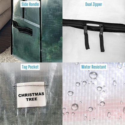 VENO Clear Christmas Tree Storage Bag - Heavy-Duty Zippered Bag for 7.5 Ft Trees | Durable Handles & Label Slot