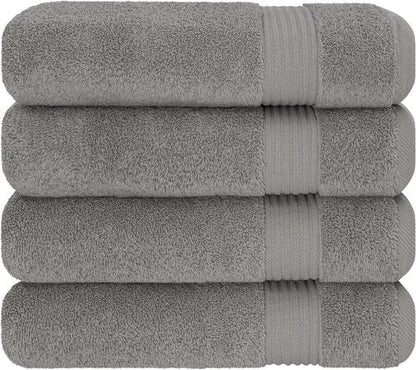Cotton Paradise Extra Large Soft Plush Turkish Bath Towels Set - 4 Piece in Light Grey
