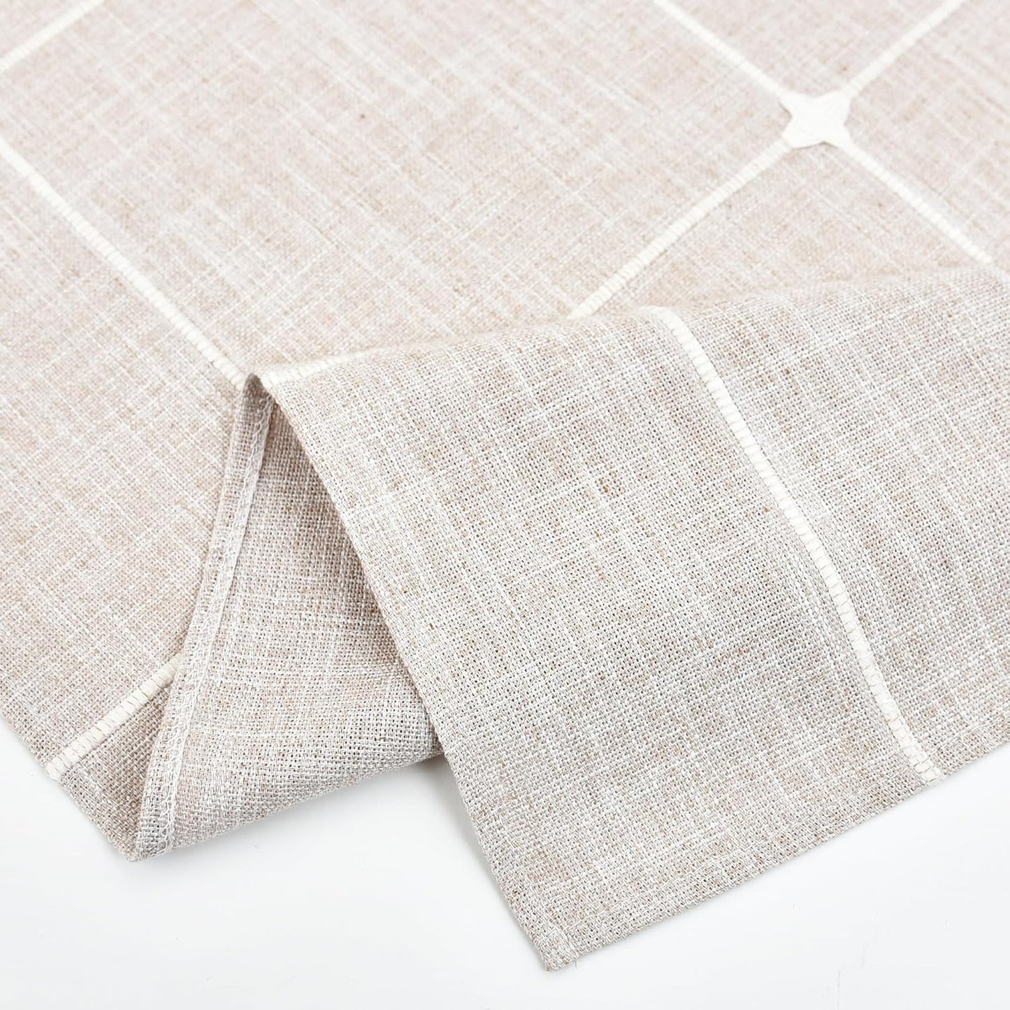 24 24 inch NEWISHER Farmhouse Embroidered Plaid Tablecloth Lattice Fabric Bedside Table Cloth Rustic Checkered Brown