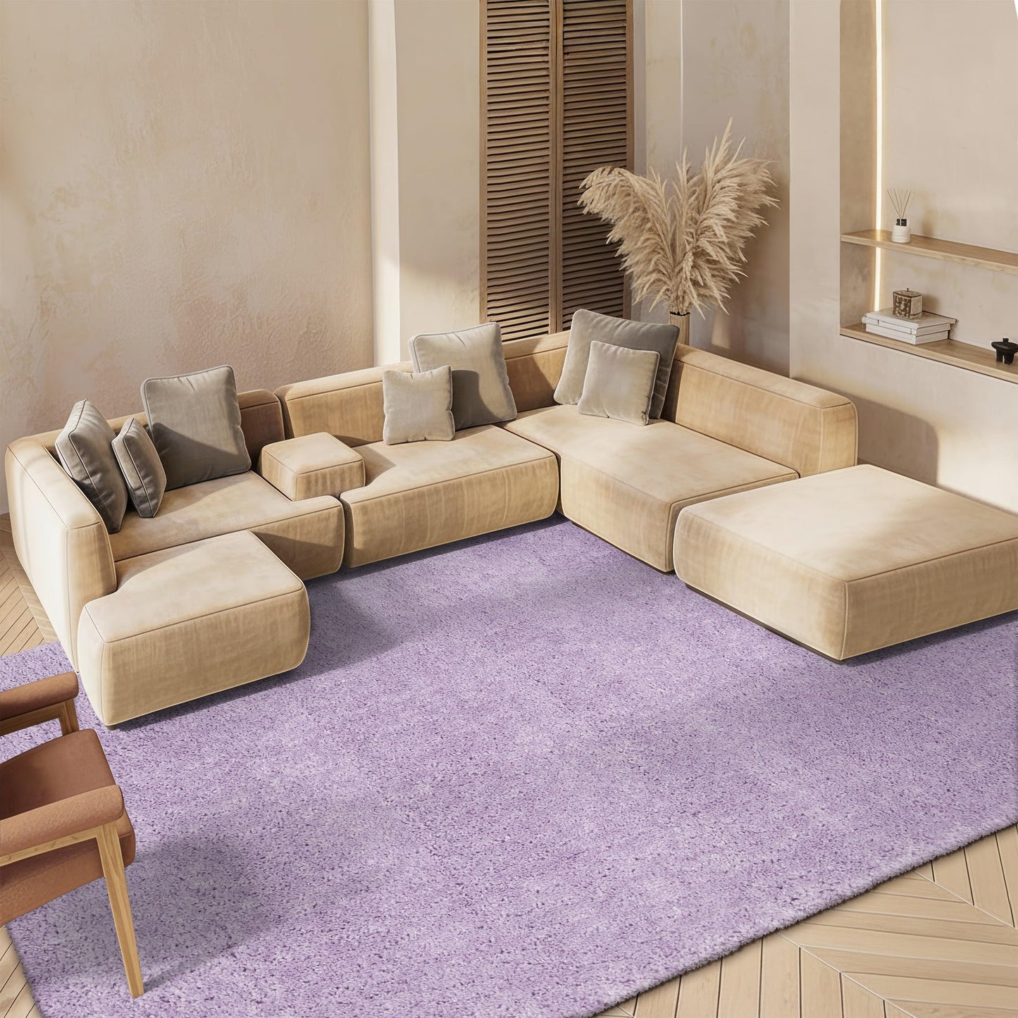 SAFAVIEH August Shag Collection Area Rug - 9' x 12', Lilac, Solid Design, Non-Shedding & Easy Care, 1.2-inch Thick Ideal for High Traffic Areas in Living Room, Bedroom (AUG900V)