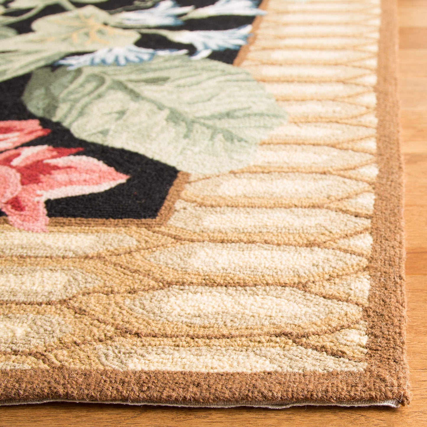 SAFAVIEH Chelsea Collection Area Rug - 6' x 9', Black & Brown, Hand-Hooked French Country Wool, Ideal for High Traffic Areas in Living Room, Bedroom (HK301A)