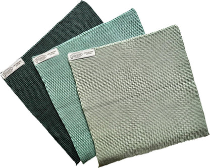 3-Piece Danish Cotton Dishcloths, 100% Certified Organic Cotton Made in India (Rustic Green Organic Combi)