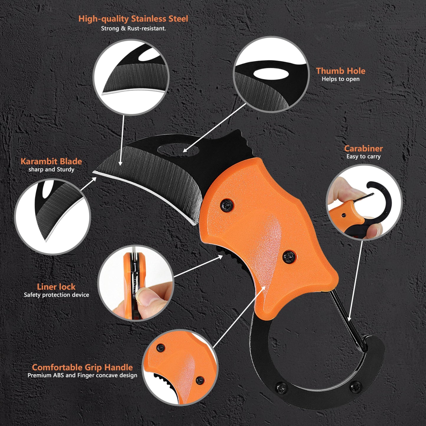 Father's Day, Mother's Day, Easter, Memorial Day, Birthday Gifts for Him/Her/Men/Women, Orange Keychain Pocket Knife with Safety Lock, Carabiner - Compact EDC Tool for Daily Use, Gifts for Father/Mother/Boyfriend/Girlfriend/Husband/Wife (Gift Box)