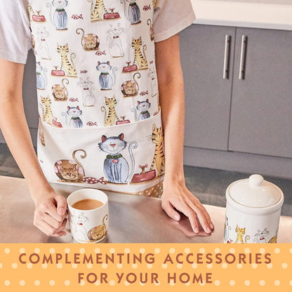 SPOTTED DOG GIFT COMPANY Apron - Cute Cats Themed Kitchenware, 100% Cotton, 37"x28" Cooking and Baking Gift