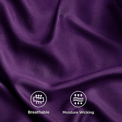 Bedsure Queen Sheet Set - Cooling Rayon From Bamboo | Breathable & Soft Hotel Luxury Bedding, Plum