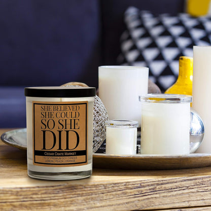She Believed She Could So She Did Candle, Best Friend Gifts for Women, Funny Birthday Gifts for Friends