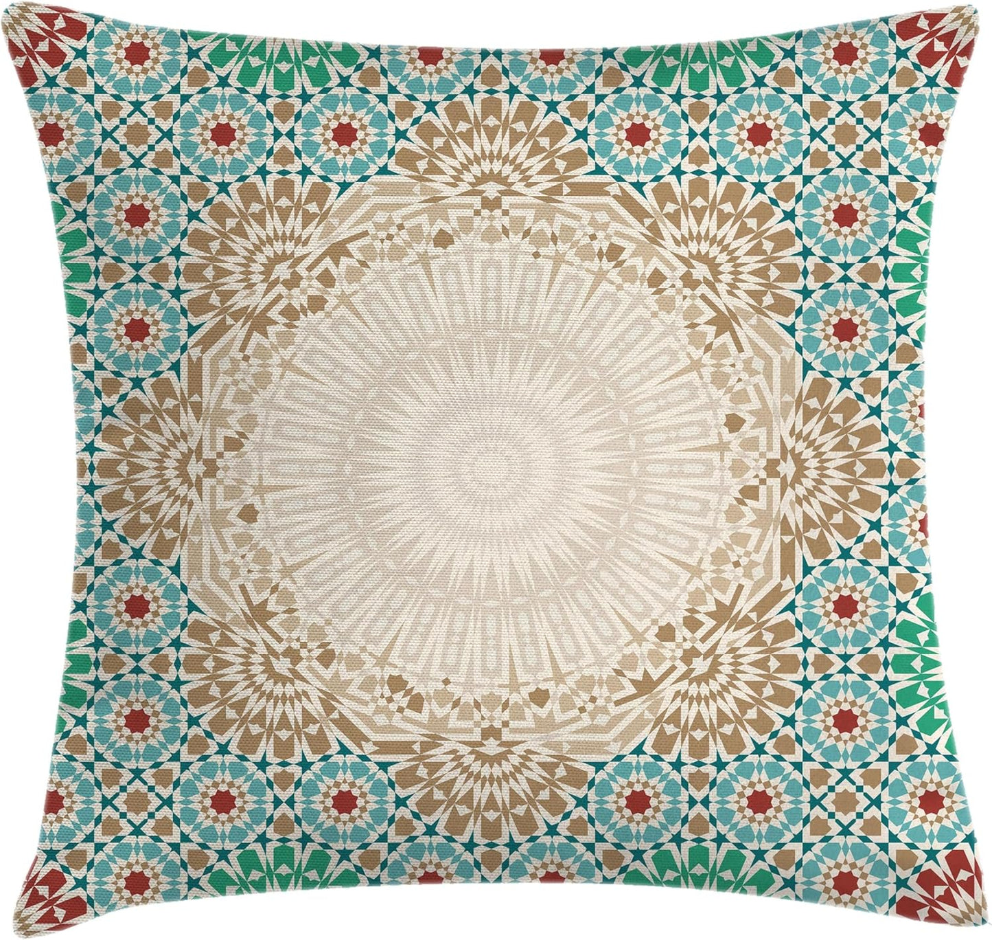 16" 16", Ambesonne Moroccan Throw Pillow Cushion Cover, Ottoman Mosaic Art Pattern Oriental Floral Forms Antique Scroll