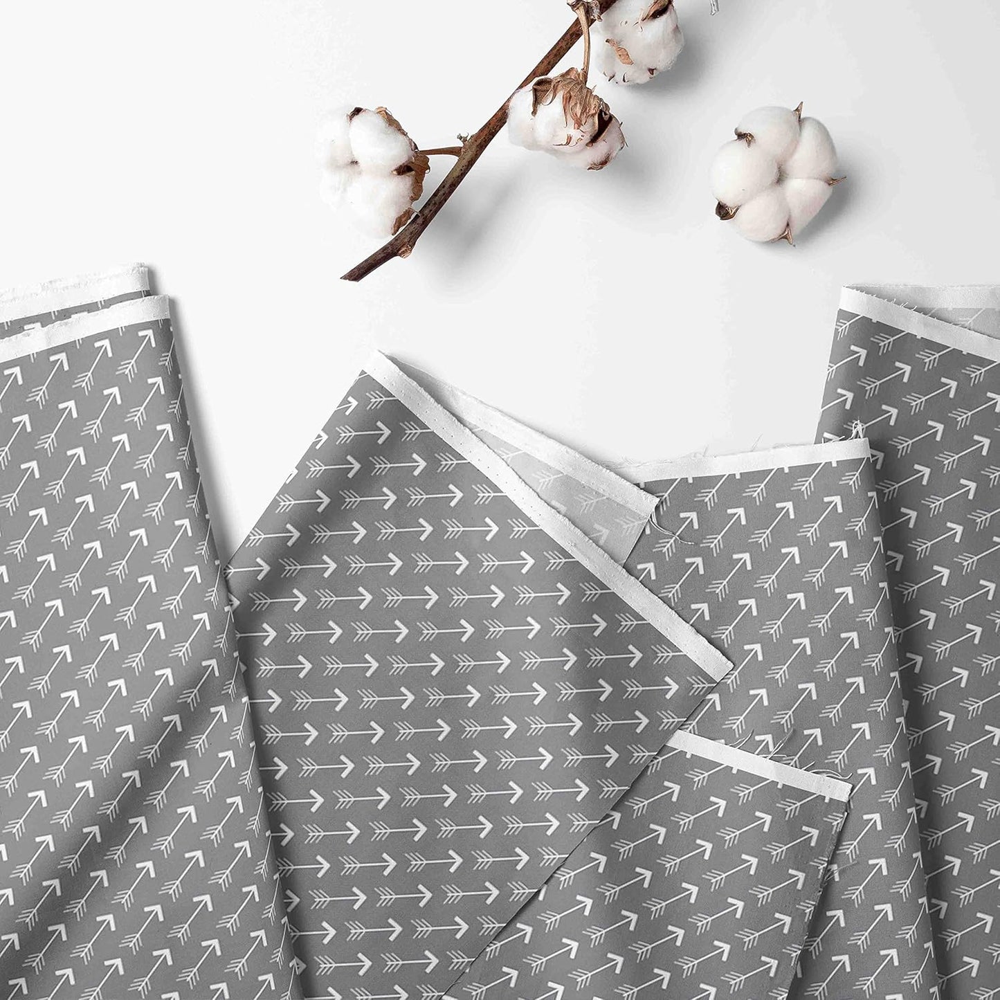 Bacati Playful Fox Curtain Panels, Multiple Prints with Arrows on Grey Background