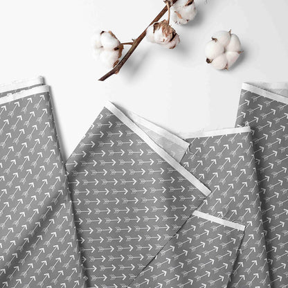 Bacati Playful Fox Curtain Panels, Multiple Prints with Arrows on Grey Background