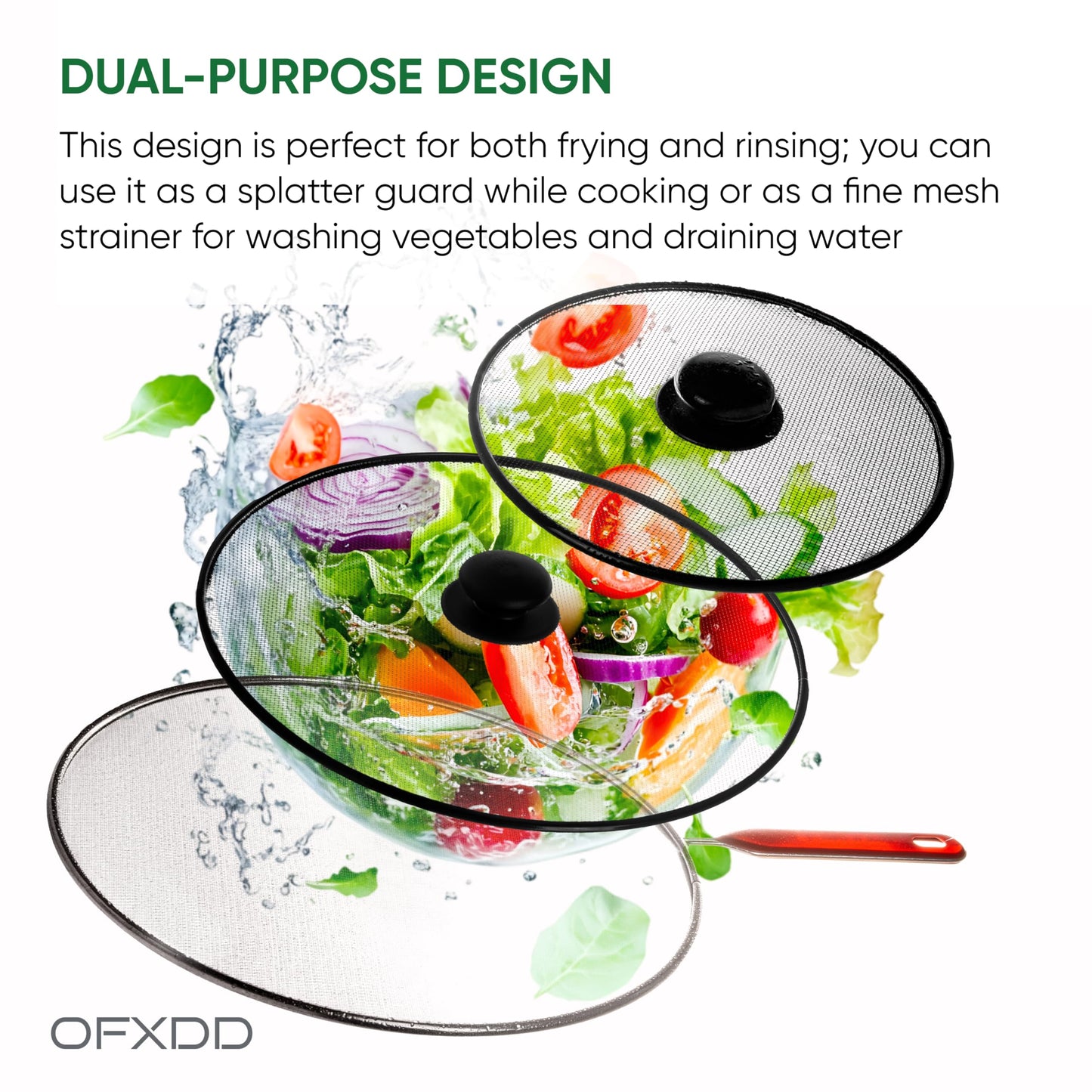 Cooking Oil Pan Cover - Set of 3: 8.2", 11.4" and 11.4" - Grease Stainless Steel Splatter Screen - Skillet Splash Guard Cover for Frying Pan