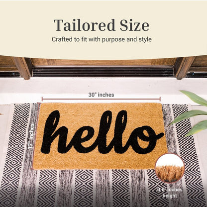 THEODORE MAGNUS Door Mat - Welcome Mat for Front Door with Non-Slip Backing - Durable Coir Doormat - Perfect for Outside Entrance and Entryway Matt - Outdoor/Indoor - Good Vibes Only - 17" x 30"