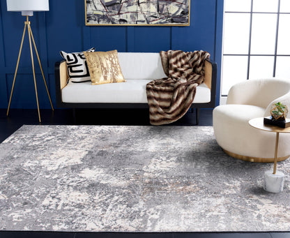 SAFAVIEH Aston Collection Area Rug - 9' x 12', Light Grey & Grey, Modern Abstract Design, Non-Shedding & Easy Care, Ideal for High Traffic Areas in Living Room, Bedroom (ASN715F)