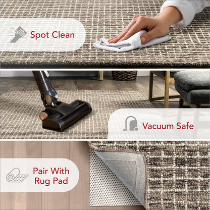 Rugs USA Melrose Brown/Ivory, 11'6" x 14'6", Handmade, Wool & Cotton, Soft and Cozy, High Traffic, Stain Resistant, Easy Clean, Durable Area Rug for Bedroom, Living Room, Dining Space, Den, Entryway