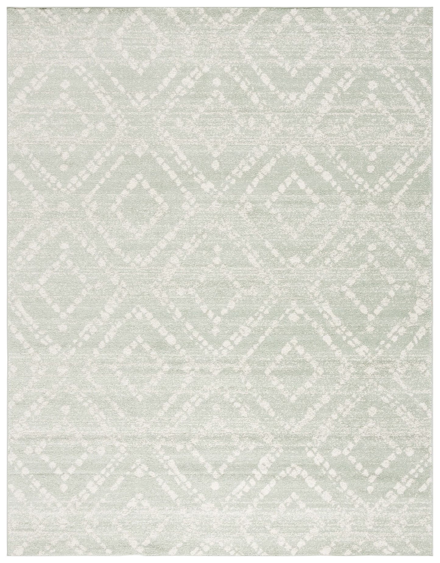 SAFAVIEH Adirondack Collection Area Rug - 10' x 14', Ivory & Green, Modern Diamond Distressed Design, Ideal for High Traffic Areas in Living Room, Bedroom, Dining (ADR131Y-10)