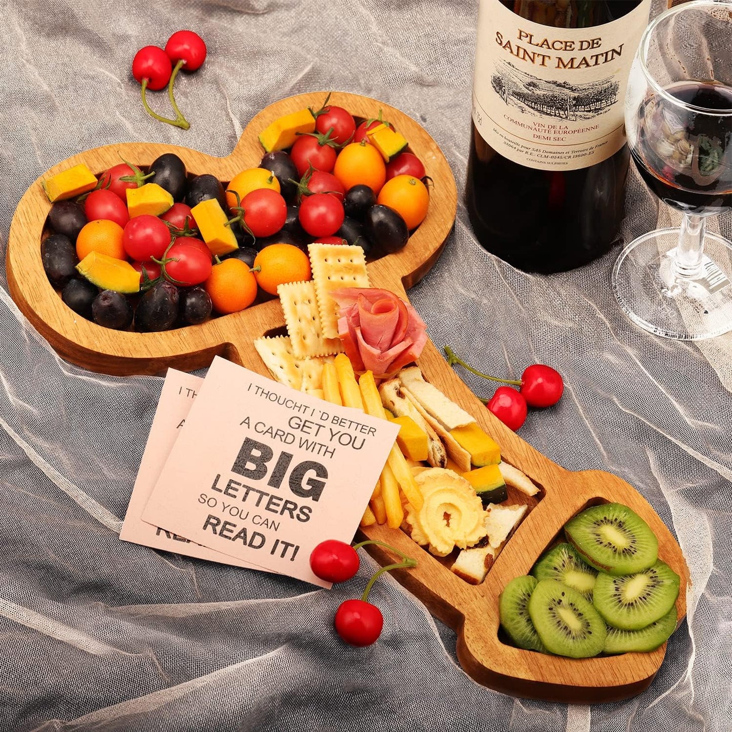 Extra Large Aperitif Board, Cheese Board Charcuterie Boards, Solid Wood Party Plates for Housewarming, Bachelorette,