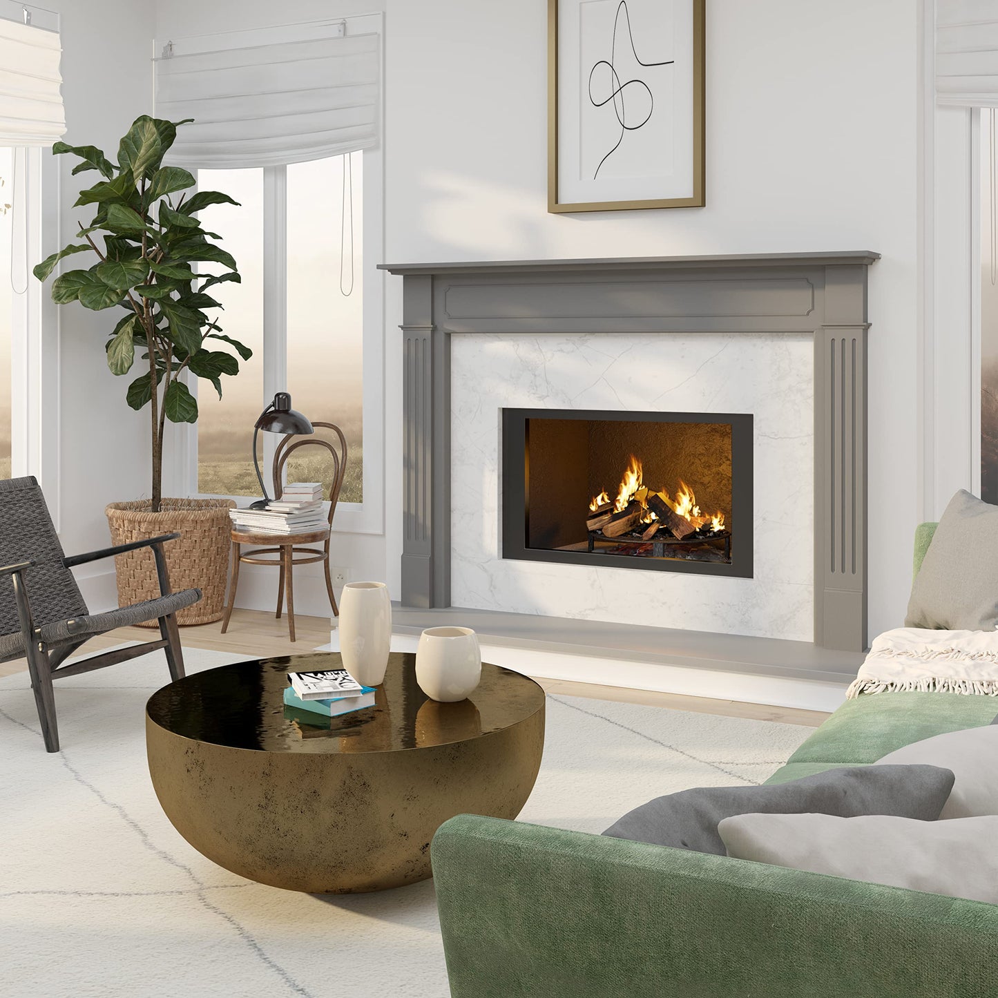 Pearl Mantels ARYB48110 Comfortable Transitional Styled Wood Mantel Surround, 48"W x 42"H, Unfinished