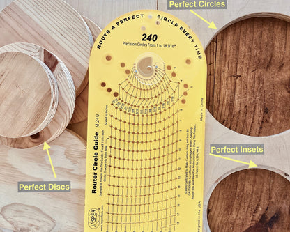 Jasper 240 Circle Cutter Router Jig and J601 Spiral Up Cut Solid Carbide 1/4 Bit Bundle | Circle Guide Kit Jig & Bit Cut Perfect Circles from 2 ¼” to 18 3/16” D