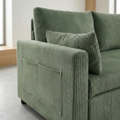Trygoal Sectional Sleeper Sofa with Pull Out Bed, LShape Convertible Sofa Bed Couch with Storage Chaise, 3 in 1 Pull Out Sofa Bed with 3 Seats, for Living Room,Apartment, Green, 85Inch