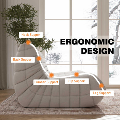 YVDNHP Big Bean Bag Chairs for Adults, 3 Seater Large Bean Bag Chair Sofa, Fireside Chair Lazy Sofa Chair with High Density Comfortable Foam, Modern Bean Bag for Living Room, Bedroom, Office (Beige)