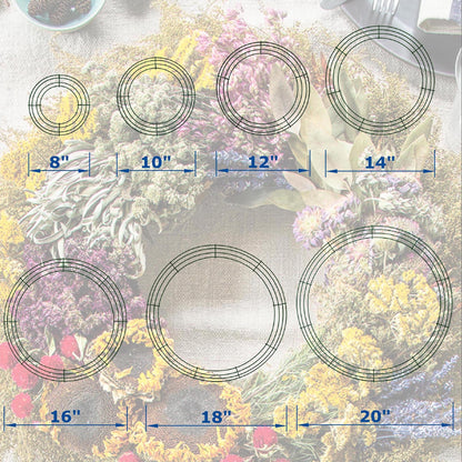 12 Inch Christmas Green Wire Wreath Frame,5 Pack Metal Front Door Wreath Round Form Iron Ring for Christmas, New Year Decors, Crafts, DIY, Holidays, Events