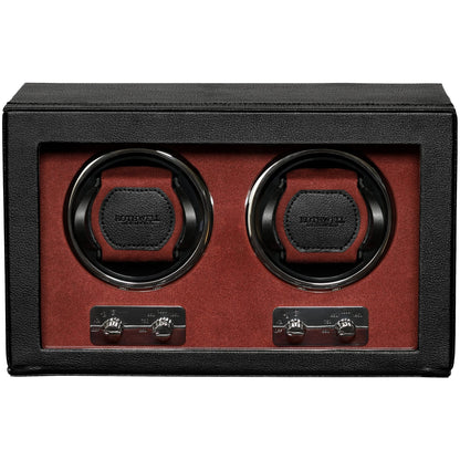 ROTHWELL Double Watch Winder for Automatic Watches with Quiet Motor with Multiple Speeds and Rotation Settings (Black/Red)