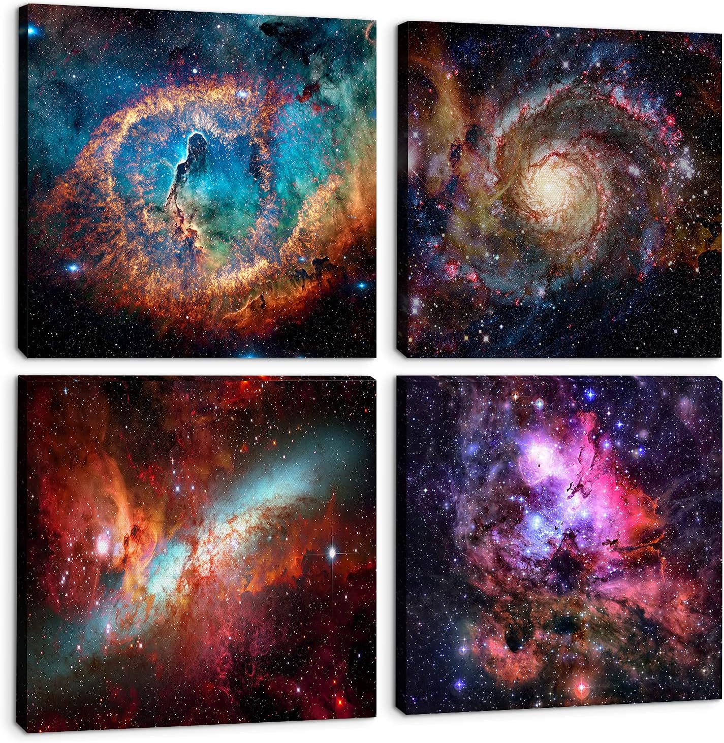 16x16" Space Wall Art Galaxy Futuristic Decor for Teens Room Outer Space Nebula Pictures Boys Bedroom Marvel Room