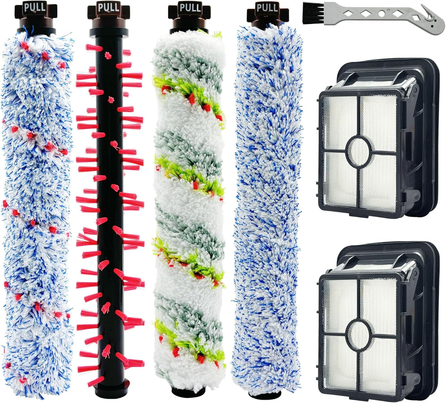 Replacement Parts for Bissell CrossWave 2024 Model 3888A, 4 Brush Rolls, 2 Filters, 1 Cleaning Brush