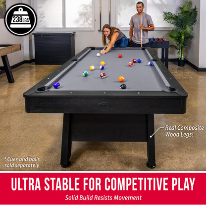 GoSports 8 ft Pool Tables with Wood Finish - Billiards Game Room Table for Adults & Family - Accessories Not Included - Gray
