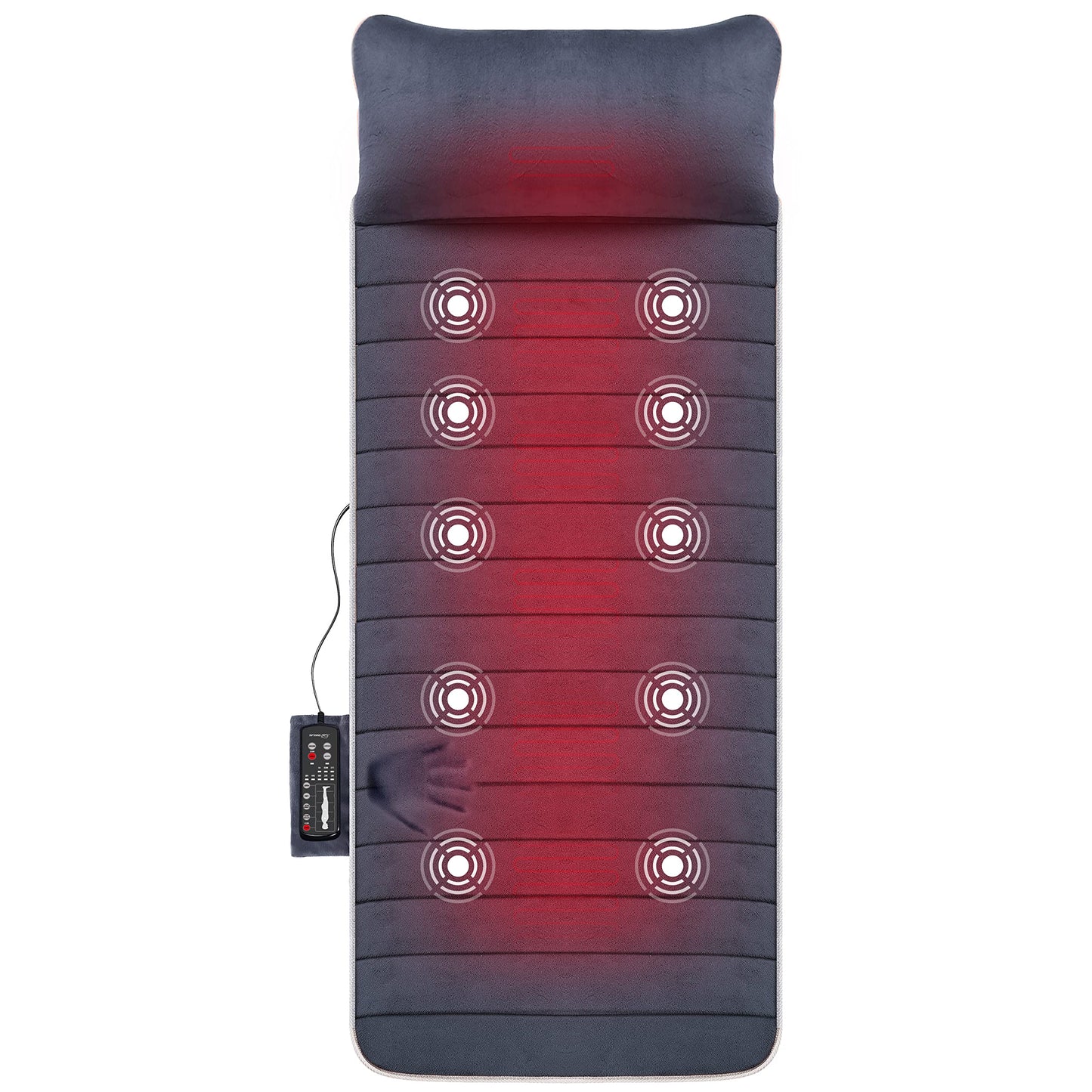 Snailax Memory Foam Full Body Massage Mat with Heat, Back Massager with 10 Vibration Motors, 6 Heating Pads, Massage Chair Pad for Neck, Back, Waist, Legs