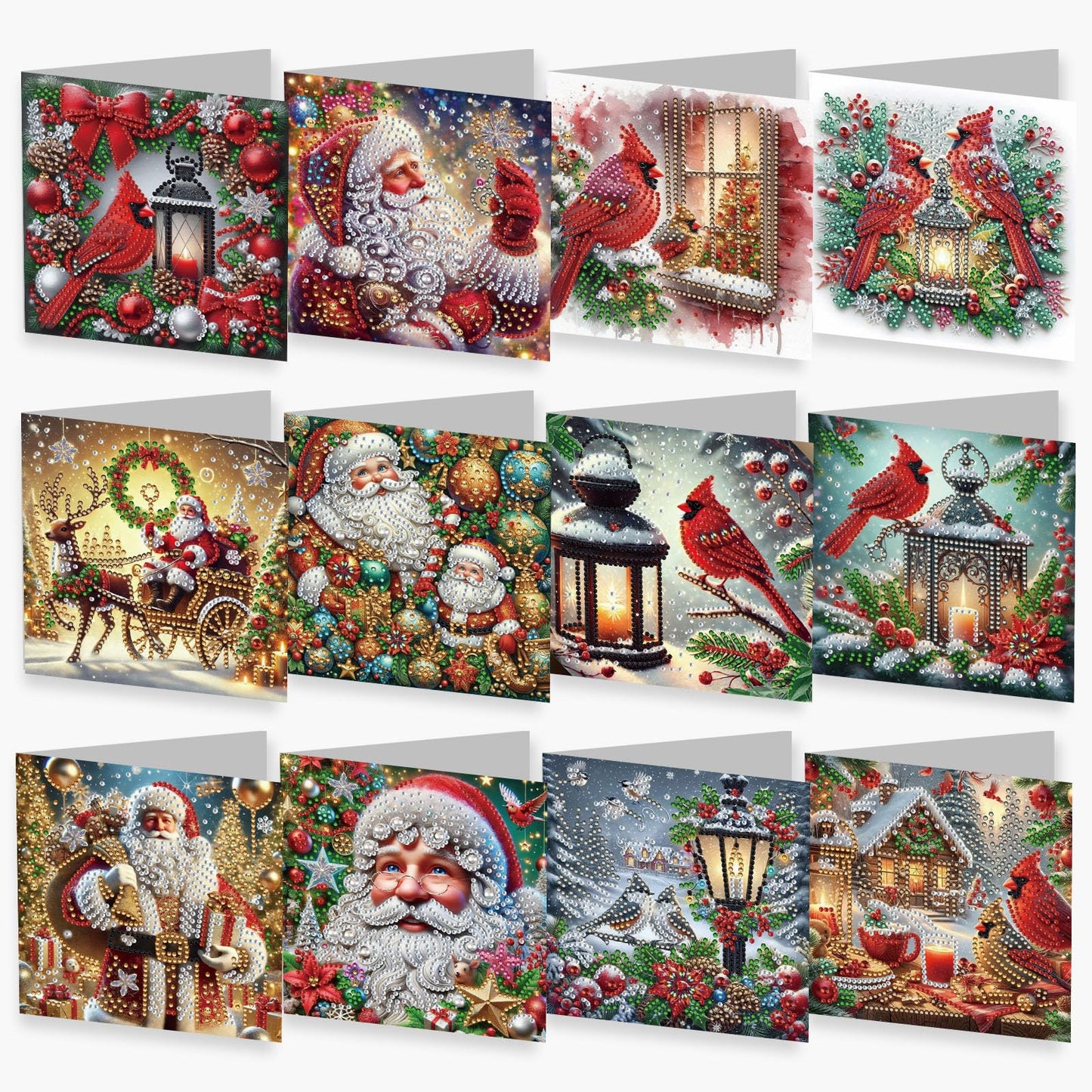 YOKUSHI 12 PCS Diamond Art Painting Christmas Greeting Cards with Envelopes, Snowman Craft DIY Card Making Kits for Adults Gifts (Christmas)